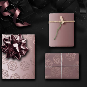 RPG Luxe Mauve Sheen Fantasy Tabletop Gamer Dice Wrapping Paper Sheets