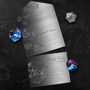 RPG Luxe Onyx Fantasy Tabletop Gamer Dice Entree All In One Invitation