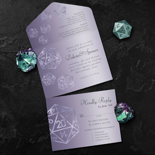 RPG Luxe | Purple Fantasy Tabletop Gamer Entree All In One Invitation (Creator Uploaded)