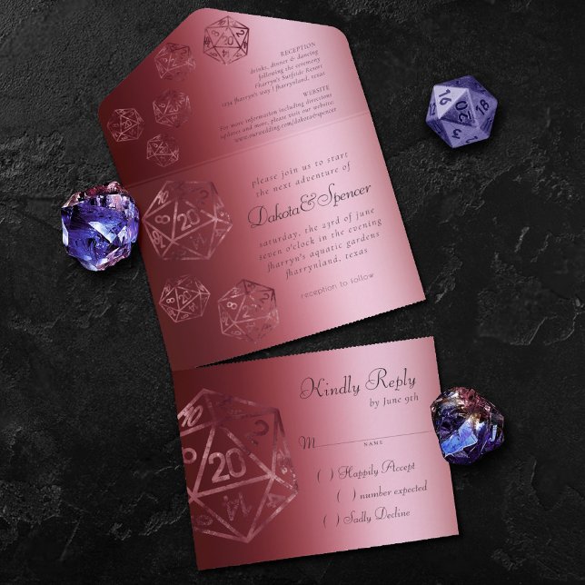 RPG Luxe | Red Sheen Fantasy Tabletop Gamer Dice All In One Invitation (Creator Uploaded)