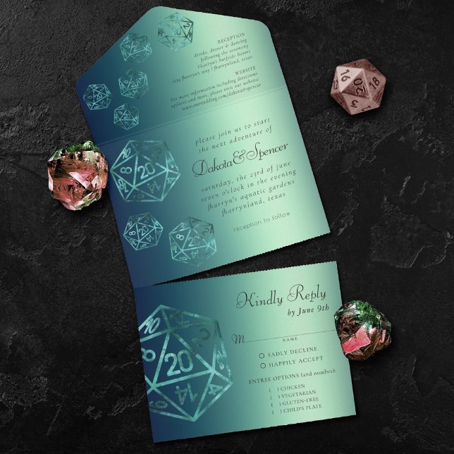 RPG Luxe | Teal Sheen Fantasy Tabletop Gamer Meal All In One Invitation (Creator Uploaded)