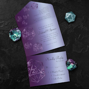 RPG Luxe Violet Sheen Fantasy Tabletop Gamer All In One Invitation