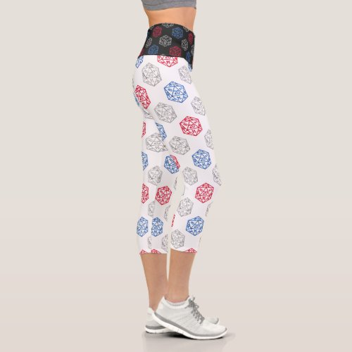 RPG Patriotic Pattern  Red White and Blue Dice Capri Leggings