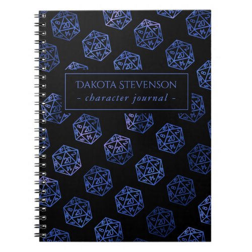 RPG Pattern  Blue Tabletop Role Player Character Notebook