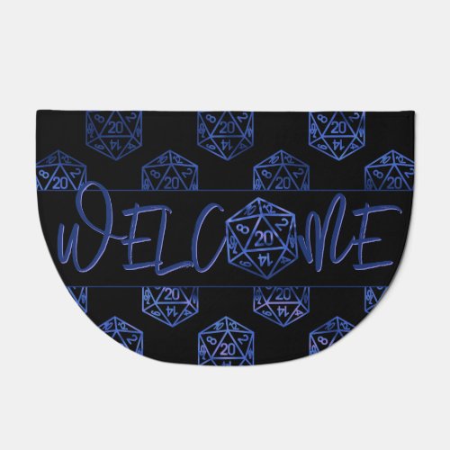RPG Pattern  Blue Tabletop Role Player Welcome Doormat