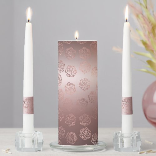 RPG Pattern  Blush Luxury Sheen Roleplayer Dice Unity Candle Set