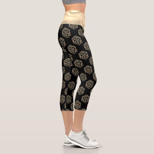 RPG Pattern  Gold Fantasy Tabletop Gamer Dice Capri Leggings