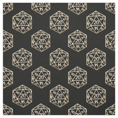 RPG Pattern  Gold Fantasy Tabletop Gamer Dice Fabric