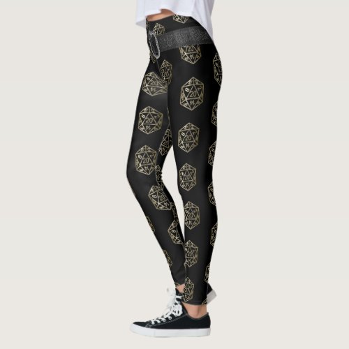 RPG Pattern  Gold Fantasy Tabletop Gamer Dice Leggings