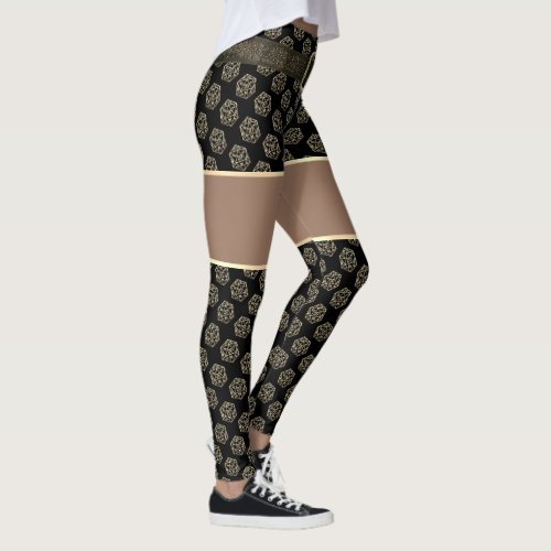 RPG Pattern  Gold Fantasy Tabletop Gamer Dice Leggings