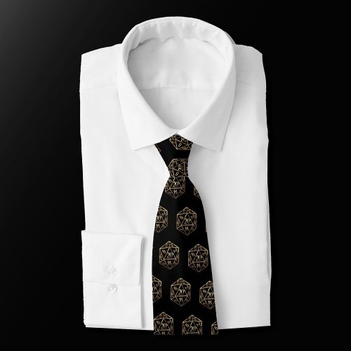 RPG Pattern  Gold Fantasy Tabletop Gamer Dice Neck Tie