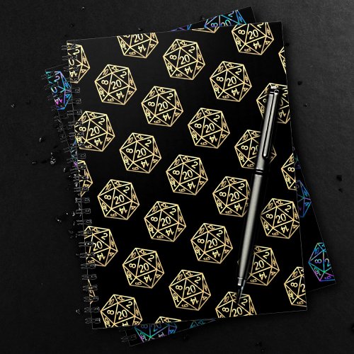 RPG Pattern  Gold Fantasy Tabletop Gamer Dice Notebook