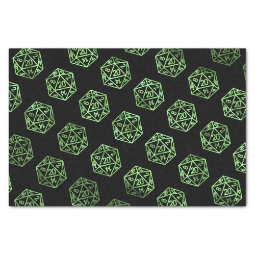 RPG Pattern  Green PnP Role Player Tabletop Dice Tissue Paper
