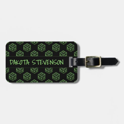 RPG Pattern  Green Role Player Tabletop Custom Luggage Tag