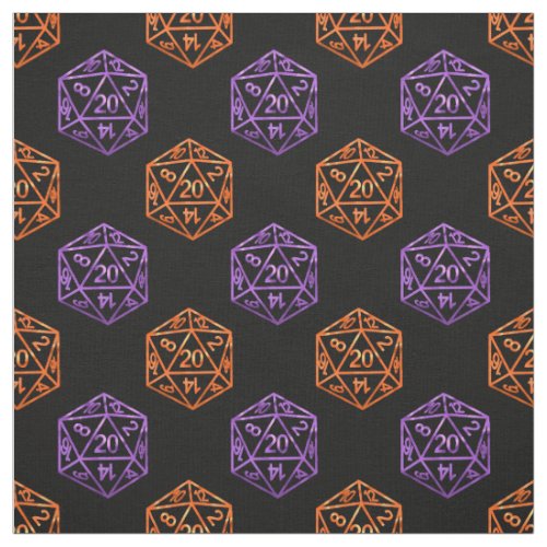 RPG Pattern  Halloween Purple and Orange Dice Fabric