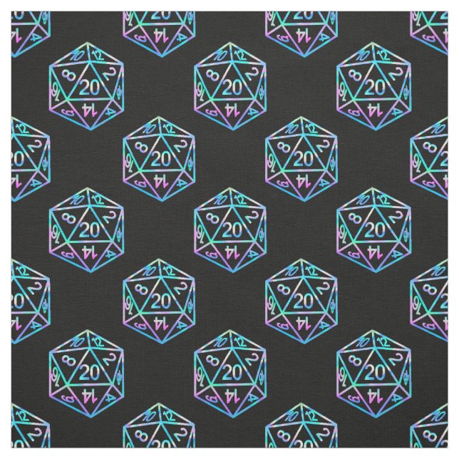 RPG Pattern | Holo Retro PnP Tabletop Gamer Dice Fabric (Swatch)
