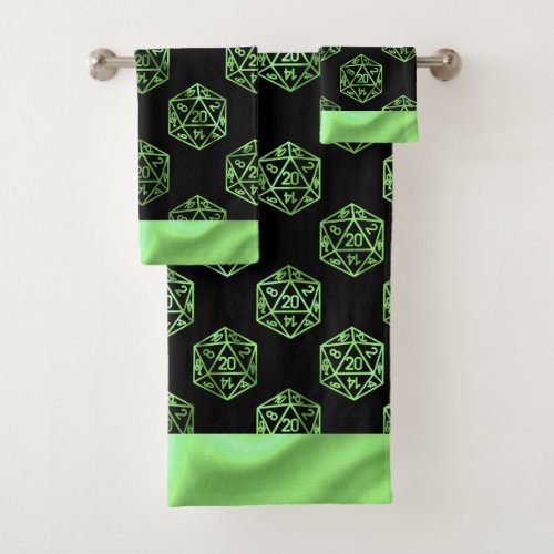 RPG Pattern  Lime PnP Role Player Tabletop Dice Bath Towel Set