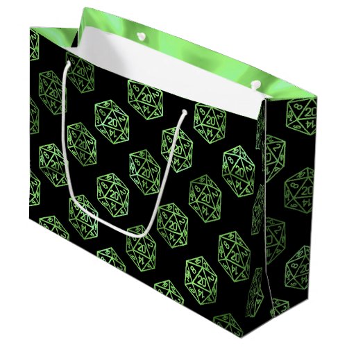 RPG Pattern  Lime PnP Role Player Tabletop Dice Large Gift Bag