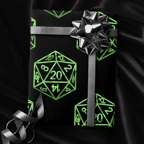 RPG Pattern  Lime PnP Role Player Tabletop Dice Wrapping Paper