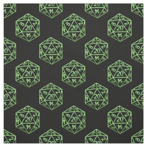 RPG Pattern  Neon Green Tabletop PnP Gamer Dice Fabric