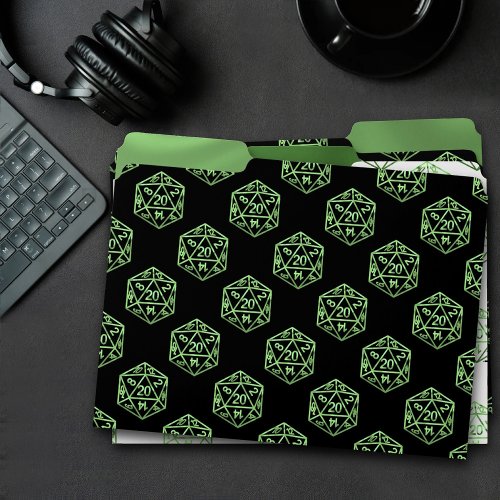 RPG Pattern  Neon Green Tabletop PnP Gamer Dice File Folder