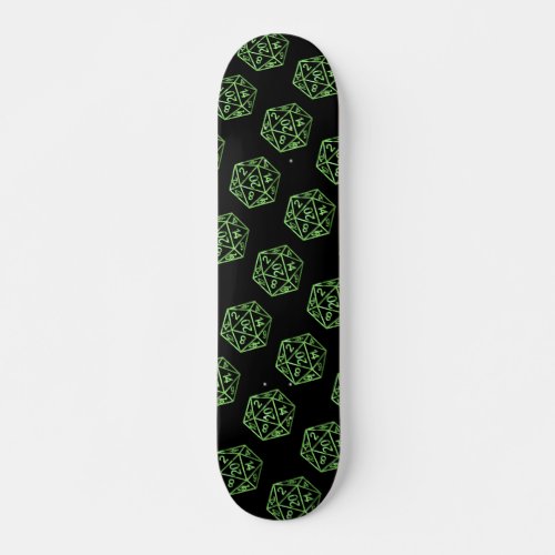 RPG Pattern  Neon Green Tabletop PnP Gamer Dice Skateboard