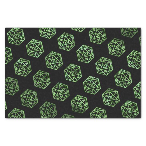 RPG Pattern  Neon Green Tabletop PnP Gamer Dice Tissue Paper