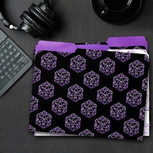 RPG Pattern  Purple PnP Tabletop Role Player Dice File Folder