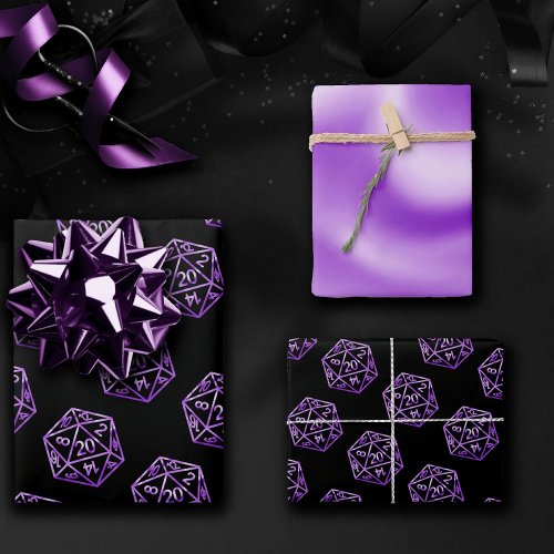 RPG Pattern  Purple PnP Tabletop Role Player Dice Wrapping Paper Sheets