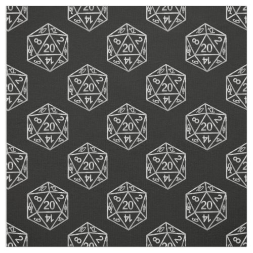 RPG Pattern  Silver PNP Tabletop Role Player Dice Fabric