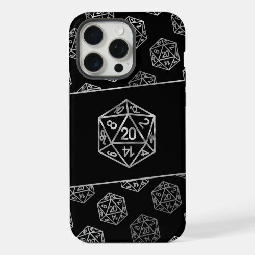 RPG Pattern  Silver PNP Tabletop Role Player Dice iPhone 15 Pro Max Case
