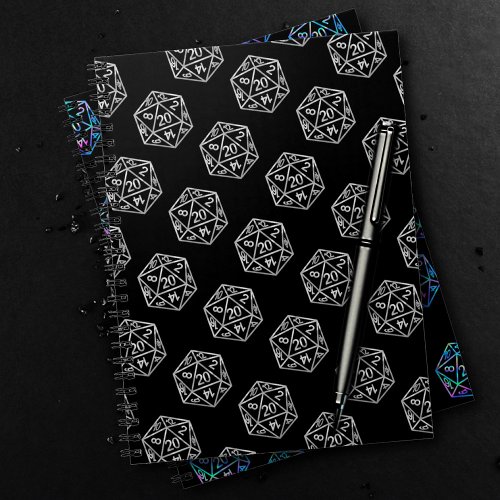 RPG Pattern  Silver PNP Tabletop Role Player Dice Notebook