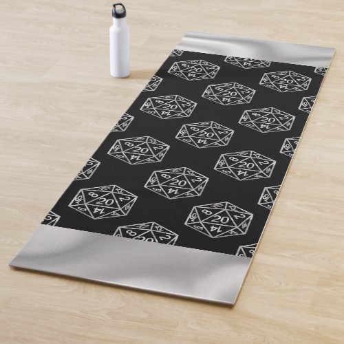 RPG Pattern  Silver PNP Tabletop Role Player Dice Yoga Mat