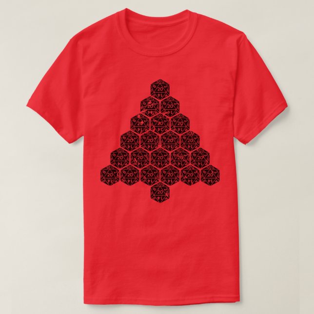 RPG Polyhedral Dice Ugly Christmas D20 Roleplaying T-Shirt (Design Front)