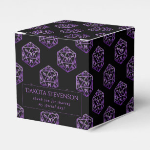 RPG Purple Pattern   PnP Tabletop Dice Thank You Favor Boxes