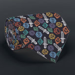 RPG Role Playing Game Dice Gamer Pattern Neck Tie<br><div class="desc">If you like to spend your free time adventuring in imaginary worlds in role playing games, this design is for you. It features hand drawn gaming dice and little swords, a simple yet iconic tribute to gamers everywhere. Whether you are looking for that perfect gamer gift, or you want a...</div>
