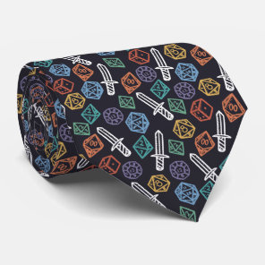 RPG Role Playing Game Dice Gamer Pattern Neck Tie