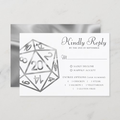 RPG Silver Dice  Fantasy Roleplayer Entree Choice RSVP Card