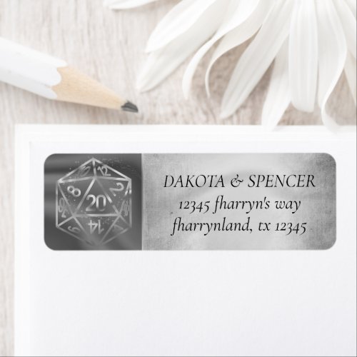 RPG Silver Dice  Tabletop Gamer Return Address Label