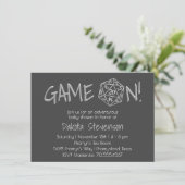 RPG Silver Game On | PNP Tabletop Role Player Dice Invitation (Standing Front)