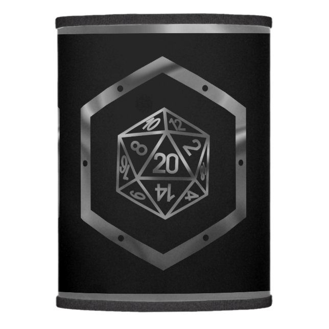RPG Silver Pattern | PNP Tabletop Role Player Dice Lamp Shade (Front)