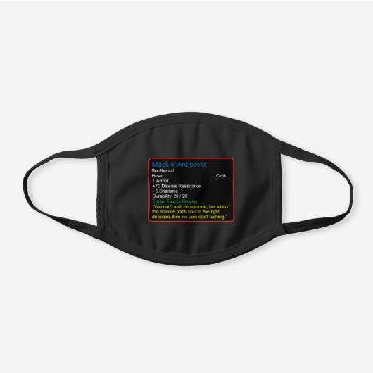 RPG-style Video Game Face Mask (Front)