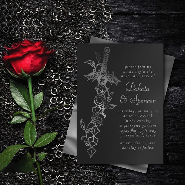 RPG Sword | Fantasy Tabletop Retro PnP Gamer Dice Invitation (Creator Uploaded)