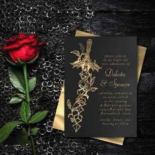 RPG Sword Gold Sheen Fantasy Tabletop Gamer Dice Invitation