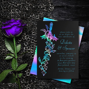 RPG Sword Holo Sheen Fantasy Tabletop Gamer Dice Invitation