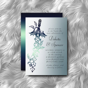 RPG Sword   Teal Fantasy Tabletop PnP Gamer Dice Invitation