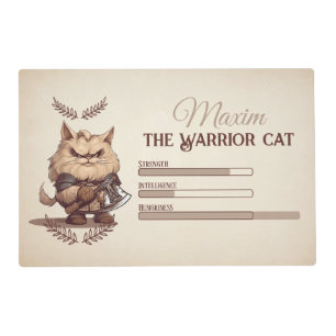 RPG Warrior Cat pet mat for gamer cat lover