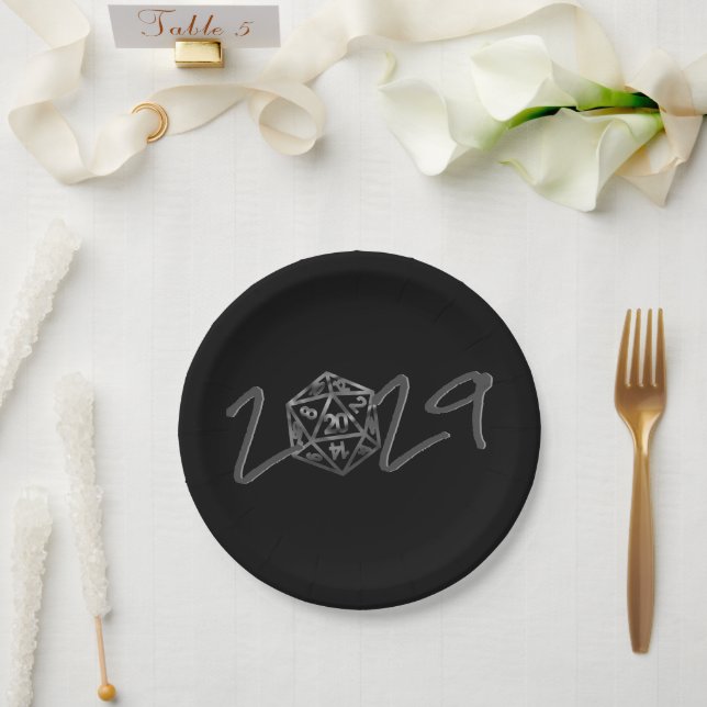 RPG Year | Fantasy Tabletop Retro PnP Gamer Dice Paper Plates (Wedding)