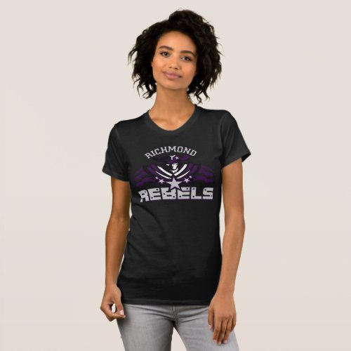 RR 02  Gray Rebel Logo Womens Black T_Shirt