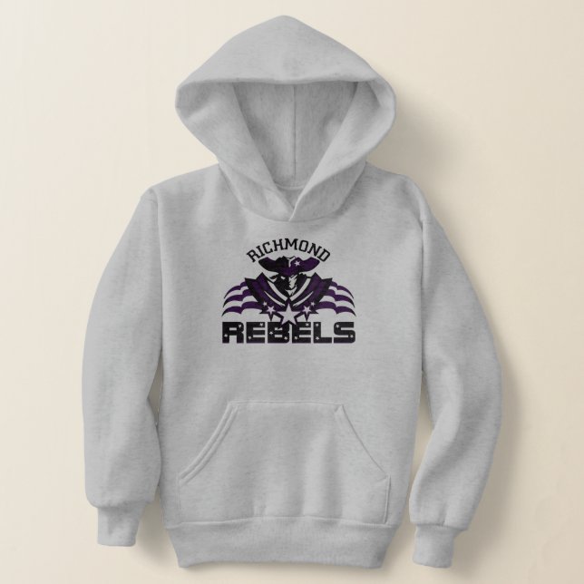 RR 03 | Black Rebel Logo Kids Gray Hoodie (Laydown)